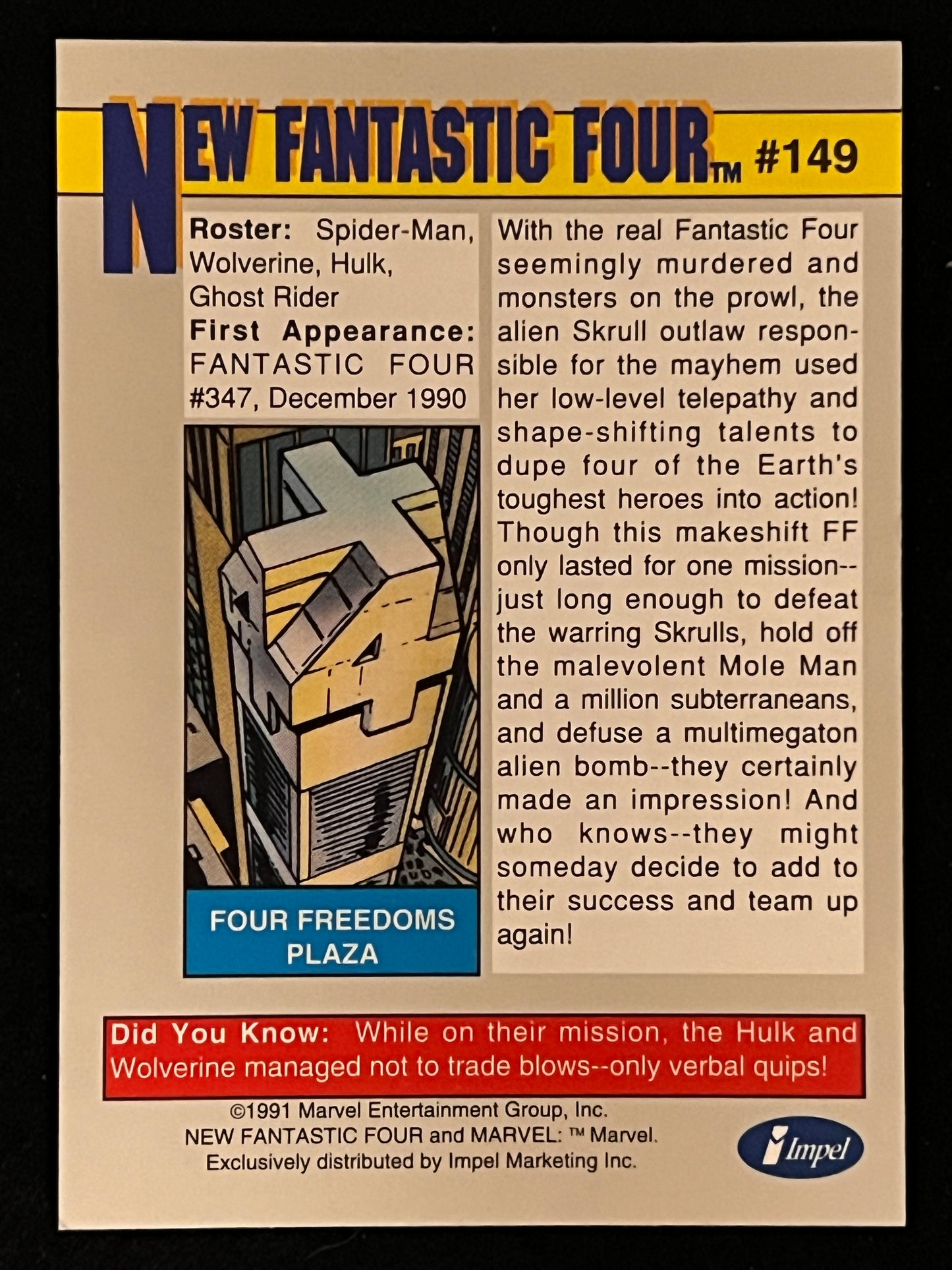 1991 Marvel Universe New Fantastic Four 149
