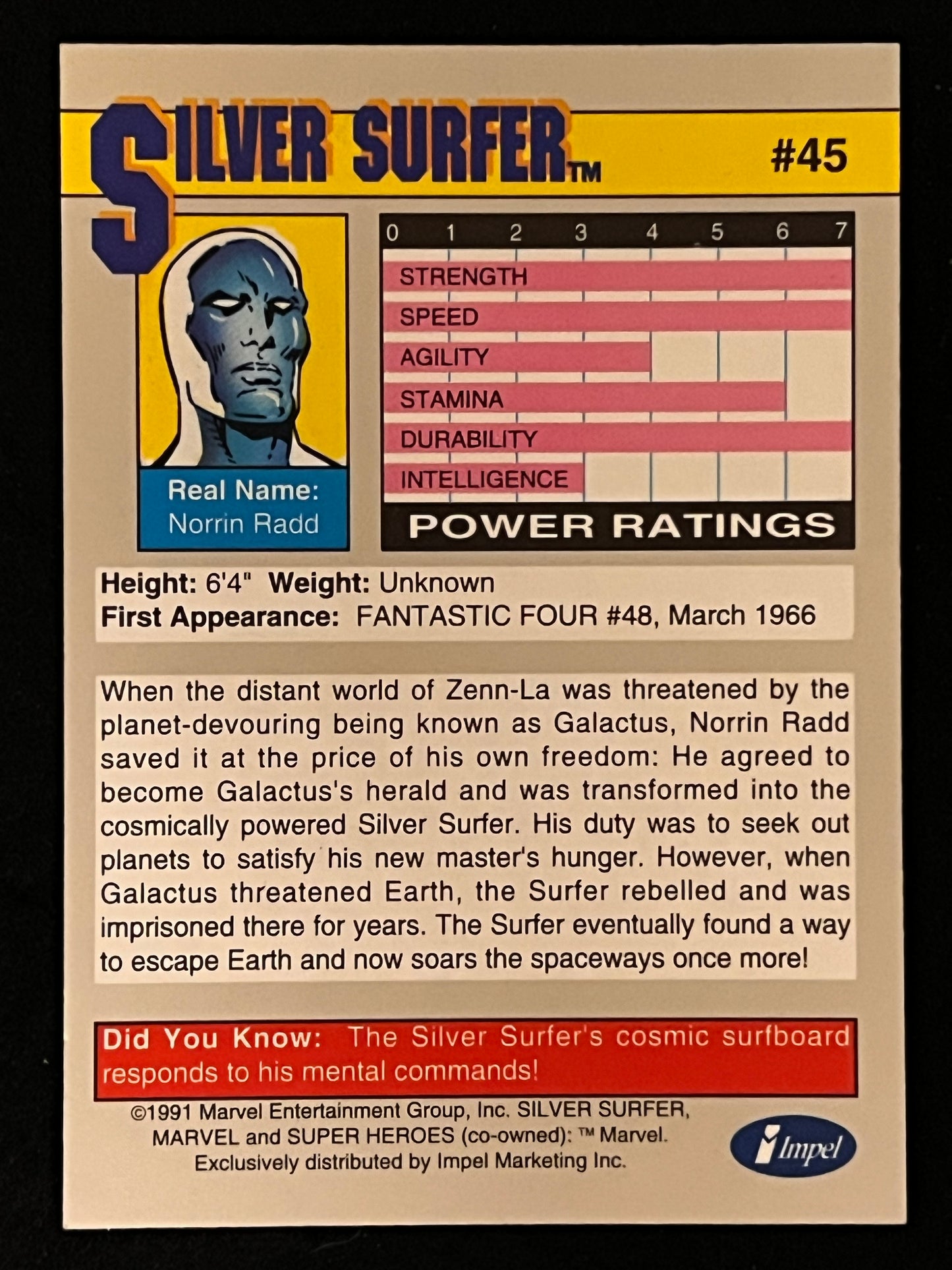 1991 Marvel Universe Silver Surfer 45