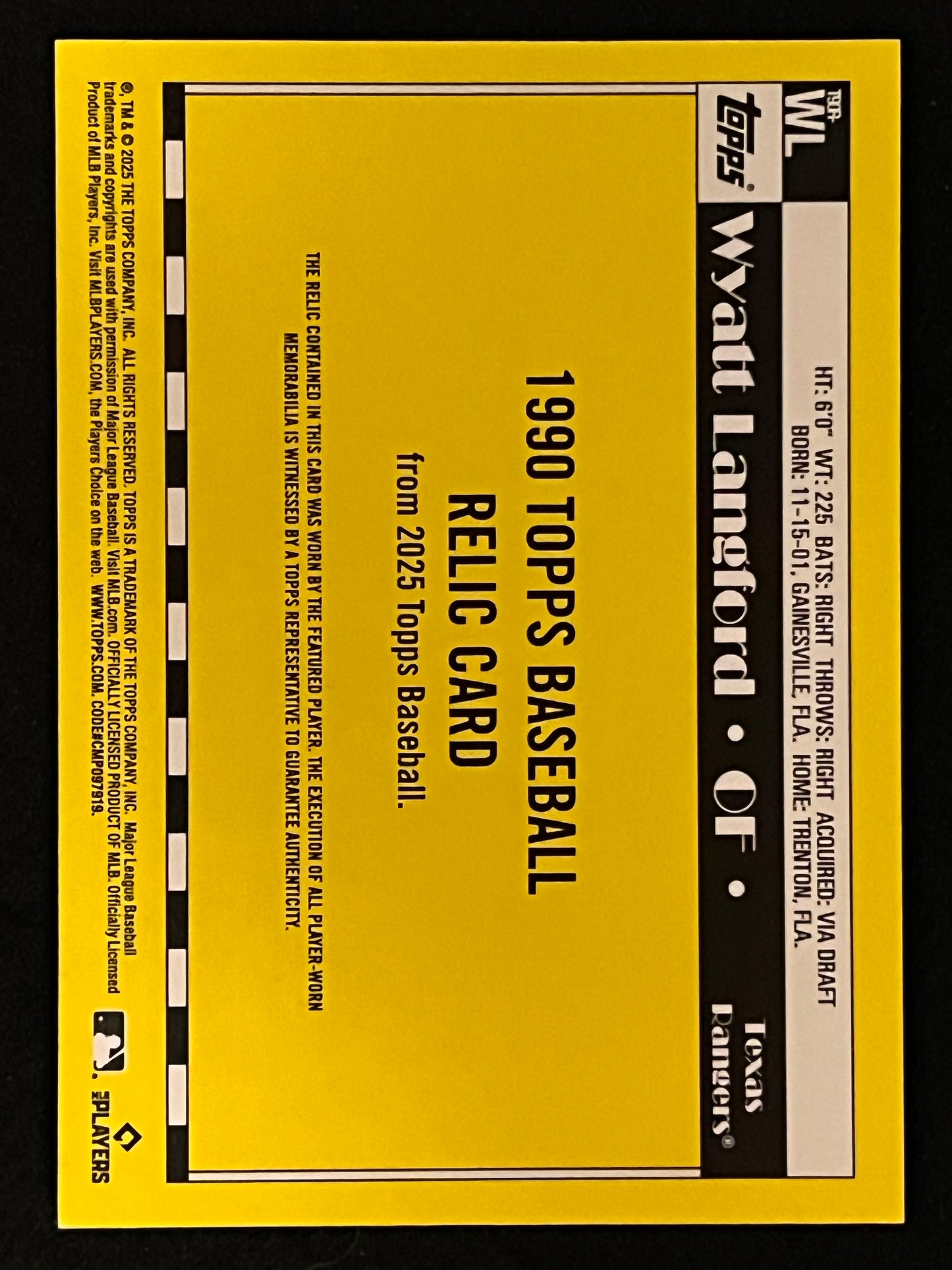 2025 Wyatt Langford Relic