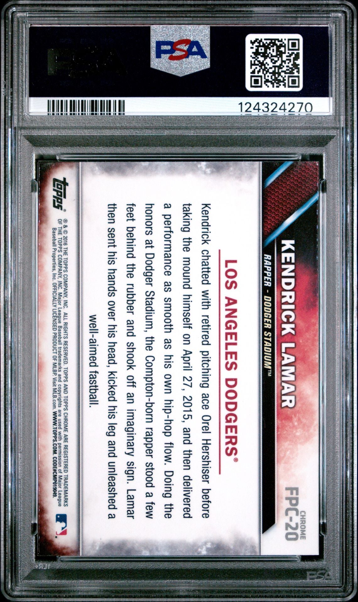 2016 Topps FP Kendrick Lamar FPC20 PSA 9