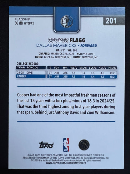 2025-26 Topps NBA Cooper Flagg 201 RC Basket Parallel SSP