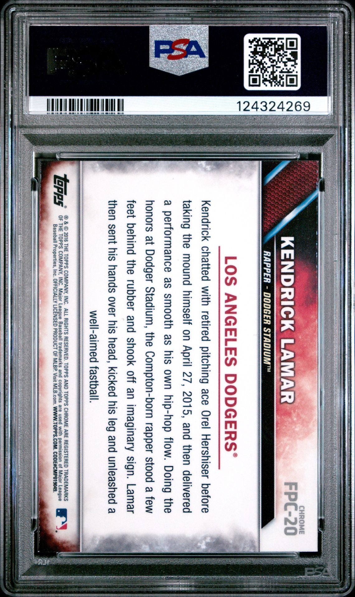 2016 Topps FP Kendrick Lamar FPC20 PSA 10